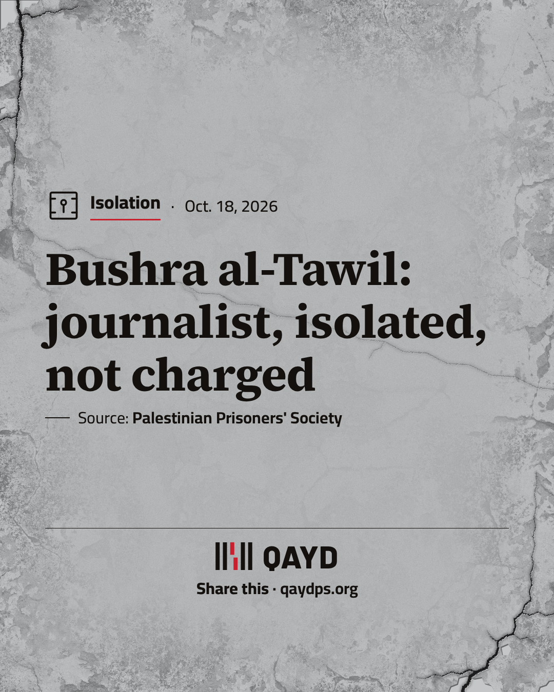 Bushra al-Tawil: journalist, isolated, not charged