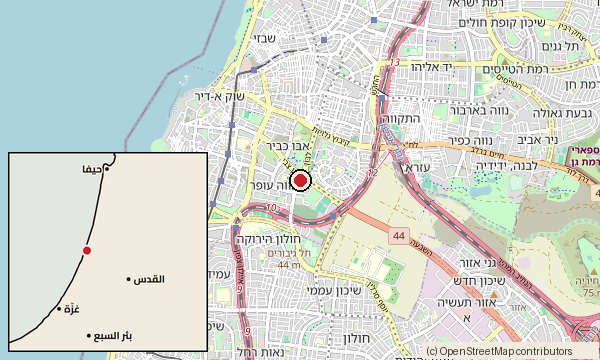 Map showing the location of Abu Kabir prison — Jaffa